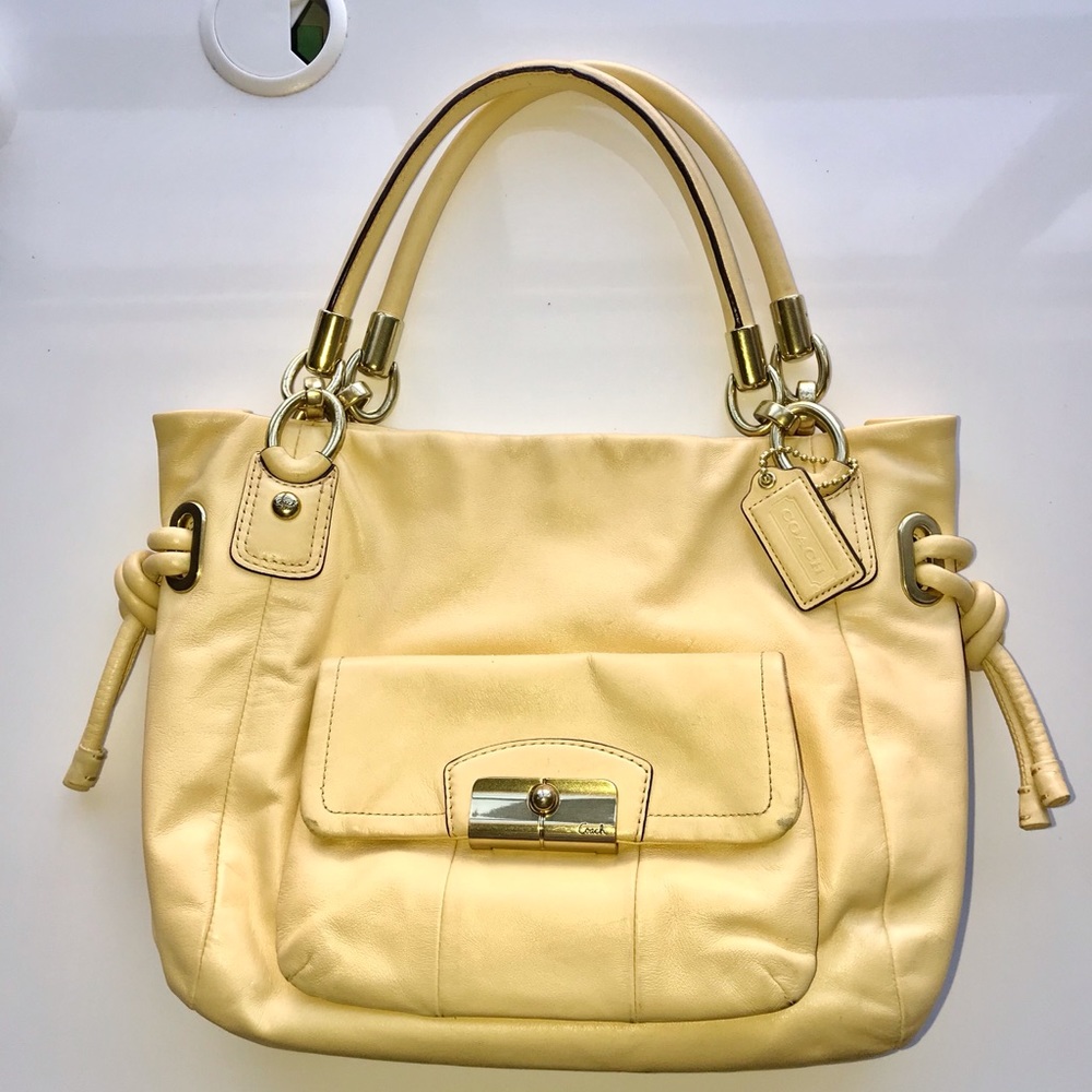 Coach Pastel Yellow/Buttercup Leather Satchel